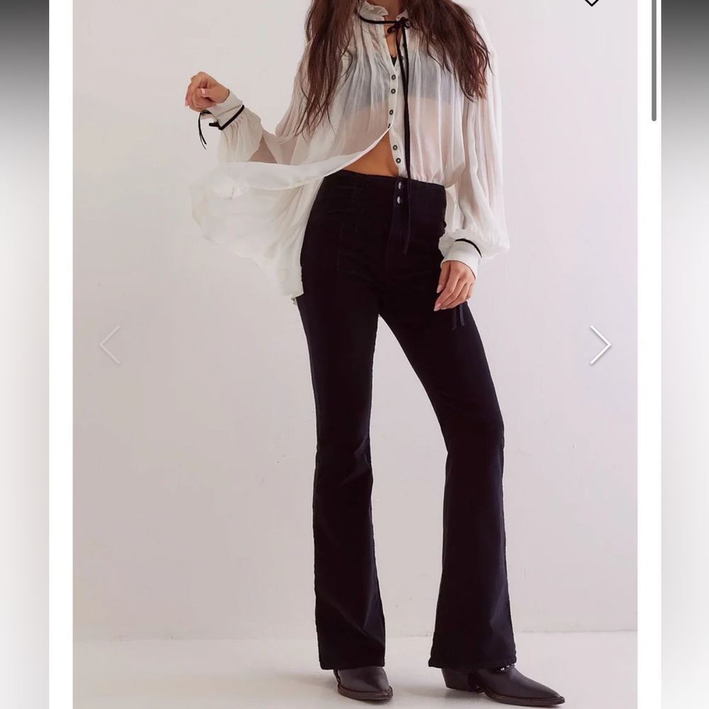Free People We the Free Black Jayde Corduroy High Rise Flare Pants